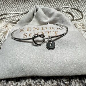 Initial A knot charm bracelet silver